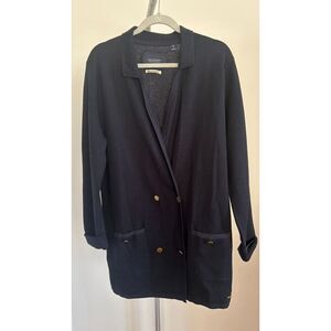 Scotch & Soda Navy Blue  Merino Wool Blend Cardigan Sweater Long Line Small S